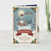 A Christmas card with snowy scenes, festive text, Kaart (Voorkant)