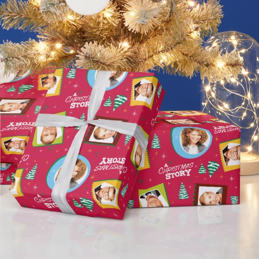 A Christmas Story | Family Photos Pattern Cadeaupapier (Feestdagen)