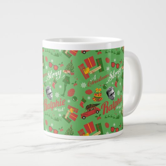 A Christmas Story Green Icon Pattern Extra Grote Beker (Voorkant rechts)