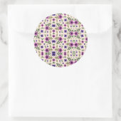 A circular floral pattern features purple and pink ronde sticker (Tas)