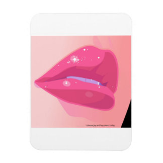 A close-up digital art of glossy pink lips adorned magneet