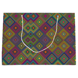 A colorful gift bag with a vibrant geometric  groot cadeauzakje