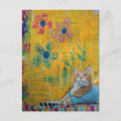 A Cool Kitty Mixed Media Collage Briefkaart (Voorkant)