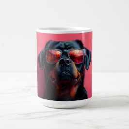 A cool rottweiler with sunglasses koffiemok