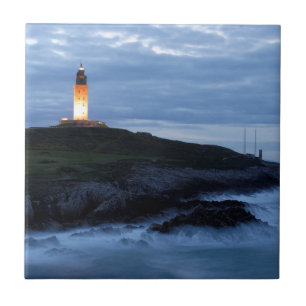 A Coruna Spanje Torre de Hercules, vuurtoren op de Tegeltje