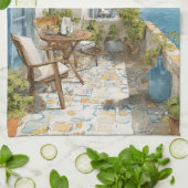 A Cosy Seaside Balcony Theedoek (Gevouwen)