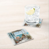 A Cosy Seaside Balcony Vierkante Kartonnen Onderzetter (Insitu)