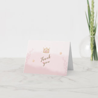 "A Crown for Princess" Pastel Shade Baby shower Bedankkaart