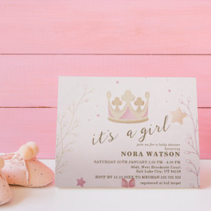 "A Crown for Princess" Pastel Shade Baby shower Kaart