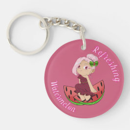A Customized Key Chain with Cute Watermelon Chibi Sleutelhanger