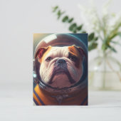 A cute astronaut Bulldog Briefkaart (Staand voorkant)