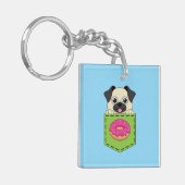 A Cute Dog Peeking and a Strawberry Donut Sleutelhanger (Voorkant Links)
