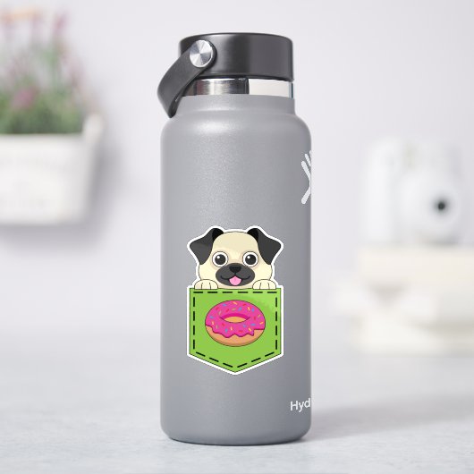 A Cute Dog Peeking and a Strawberry Donut Sticker (HydroFlask)