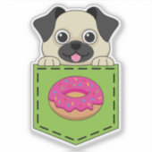 A Cute Dog Peeking and a Strawberry Donut Sticker (Voorkant)