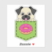A Cute Dog Peeking and a Strawberry Donut Sticker (Vel)