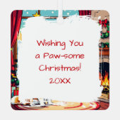 A Cute Festive Corgi Christmas Metalen Ornament (Achterkant)