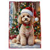 A Cute Festive Poodle Christmas Medium Cadeauzakje (Achterkant)