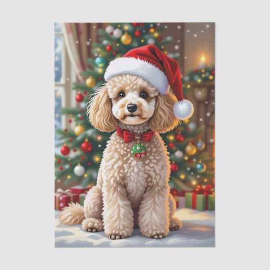 A Cute Festive Poodle Christmas   Tissuepapier (Voorkant)