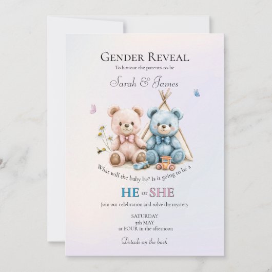A Cute Gender Reveal Party Invitation (Devant)