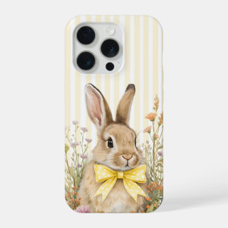 A cute little Floral Bunny Yellow Bow Baby Shower  iPhone 15 Pro Hoesje