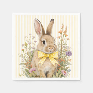 A cute little Floral Bunny Yellow Bow Baby Shower  Servet