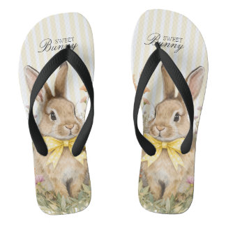 A cute little Floral Bunny Yellow Bow Baby Shower  Teenslippers