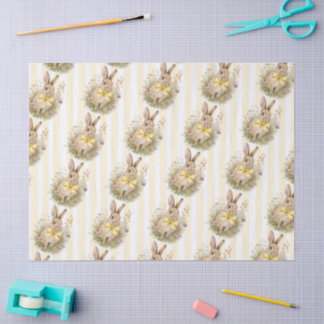 A cute little Floral Bunny Yellow Bow Baby Shower  Tissuepapier
