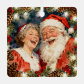 A Cute Mr and Mrs Claus Holiday Poem Personalized Metalen Ornament (Voorkant)