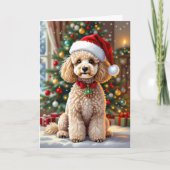 A Cute Poodle Christmas Personalized Feestdagen Kaart (Voorkant)