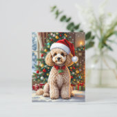 A Cute Poodle Christmas Personalized Feestdagenkaart (Staand voorkant)