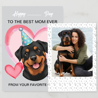 A cute Rottweiler on a special occasion for Mom Feestdagenkaart