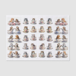 A Cute Set of Teacup Kitten (Left & Right Facing) Tissuepapier