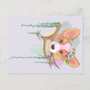 A Cute Waterverf Corgi Vakantietoeslag Feestdagenkaart