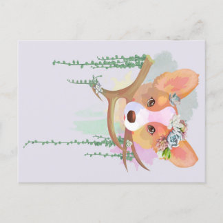A Cute Waterverf Corgi | Vakantietoeslag Feestdagenkaart