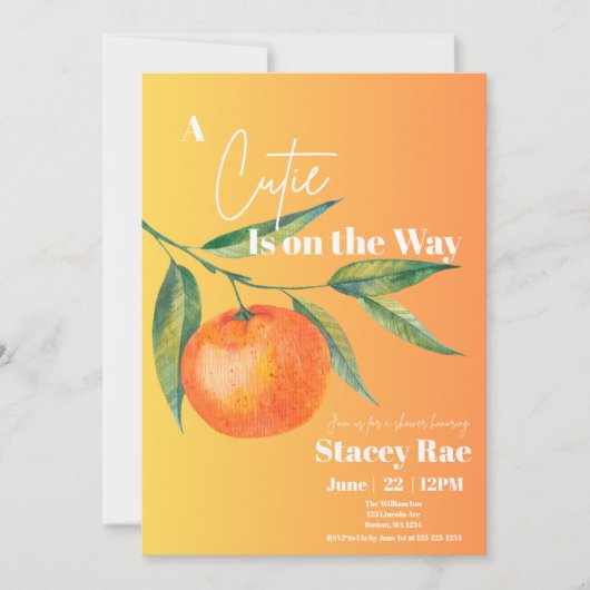 A Cutie Is On The Way Baby Shower Invitation (Devant)