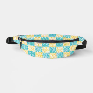 à damiers Amour en Turquoise, Jaune et Blanc