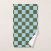 à damiers Army Green et Pastel Blue (Serviette à main)