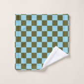 à damiers Army Green et Pastel Blue (Gant de toilette)