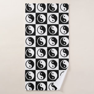 À damiers blanc noir Yin-yang Zen Block Imprimer