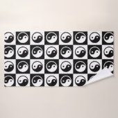 À damiers blanc noir Yin-yang Zen Block Imprimer (Serviette de bain)