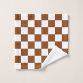 à damiers Brown et blanc (Gant de toilette)