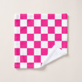 à damiers carré chaud rose blanc rétro géométrique (Gant de toilette)
