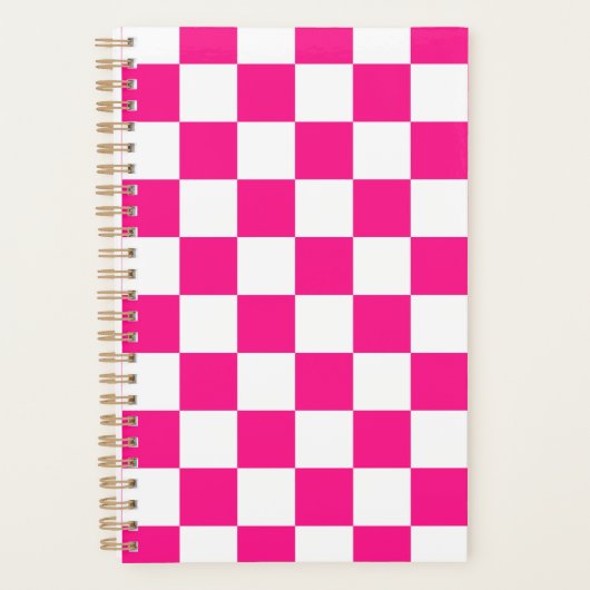 à damiers carré chaud rose blanc rétro géométrique (Devant)