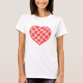 à damiers Coeur Saint Valentin T-shirt Vintage (Devant)