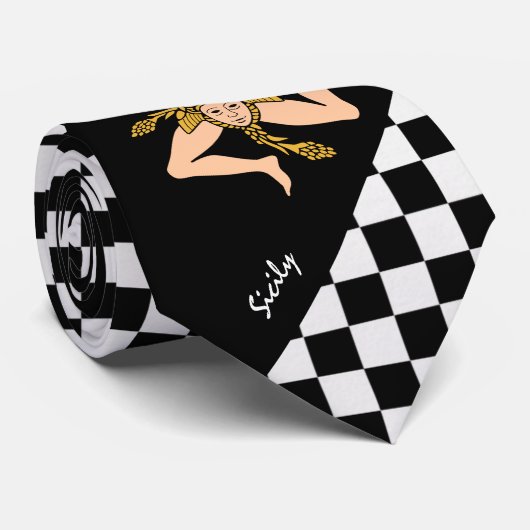 à damiers Cravate sicilienne, drapeau de la Sicile (Roulé)