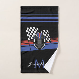à damiers Drapeau et Casque Motorbike Nom personna