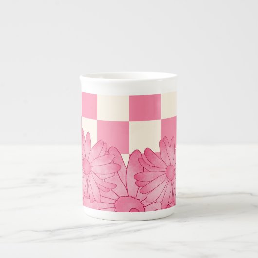 à damiers Floral Pattern Coquette Spécialité Mug (Devant)