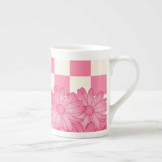 à damiers Floral Pattern Coquette Spécialité Mug (Droite)