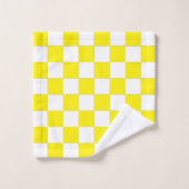 à damiers jaune et blanc (Gant de toilette)
