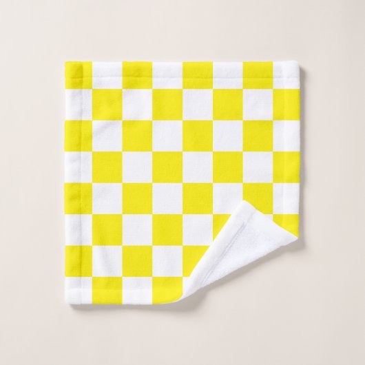 à damiers jaune et blanc (Gant de toilette)